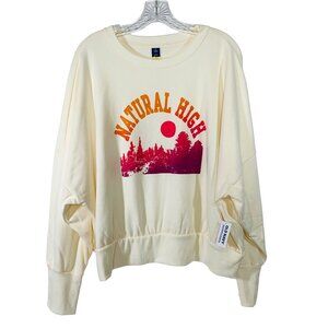 Old Navy Retro Style Cropped Sweatshirt Sz XXL Natural High Oversized Cabincore